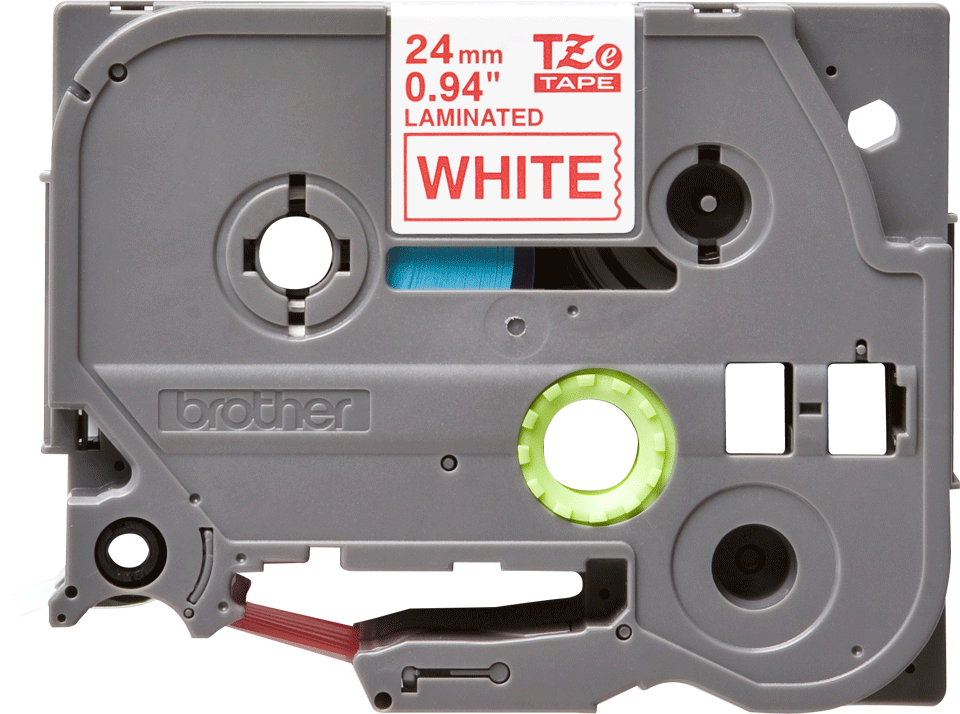 Oryginalna taśma TZe-252 firmy Brother – czerwony nadruk na białym tle, 24mm szerokości 2